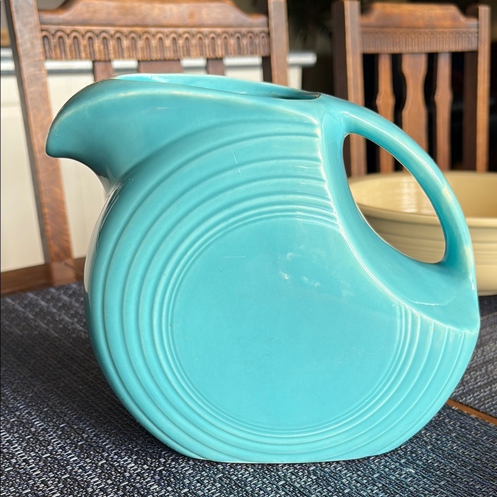 Turquoise Fiesta Ceramic Pitcher